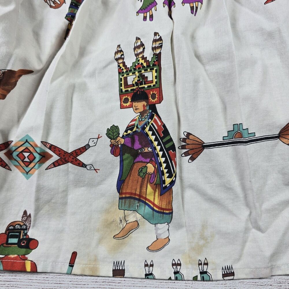 Vintage Jacquelines Sante Fe Skirt Size M Wearable Art 90s Aztec Southwestern - Picture 5 of 10